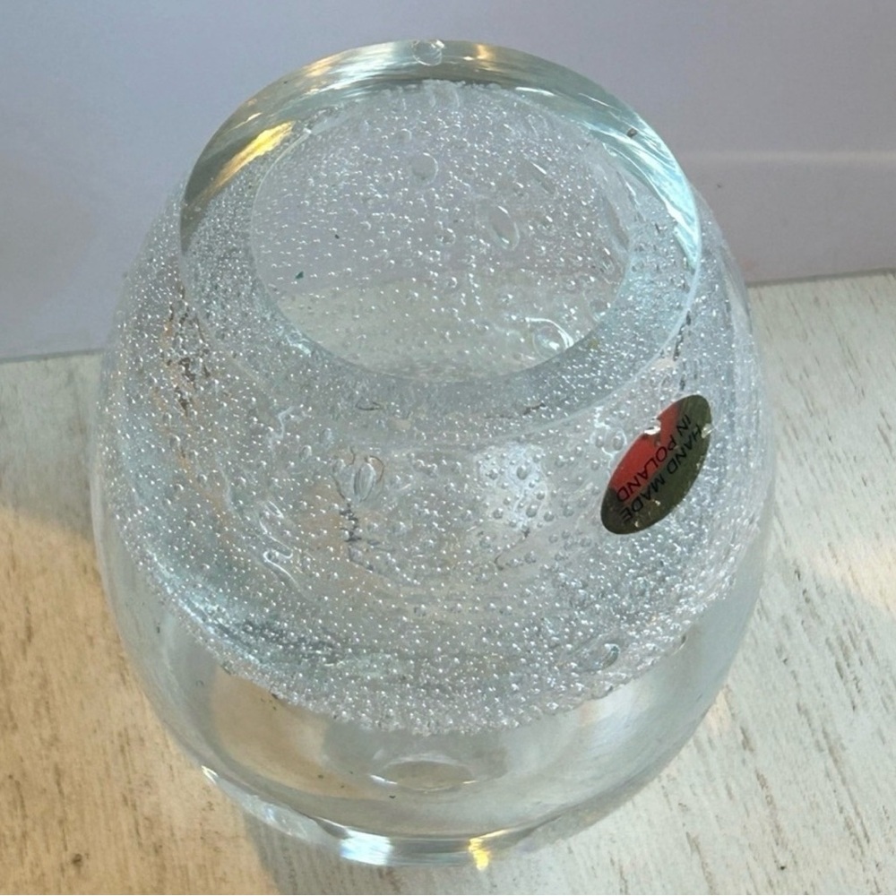 Hand Blown Glass Bubble Vase Modern Decor Studio Art Glass Vintage Clear Glass - Picture 5 of 8